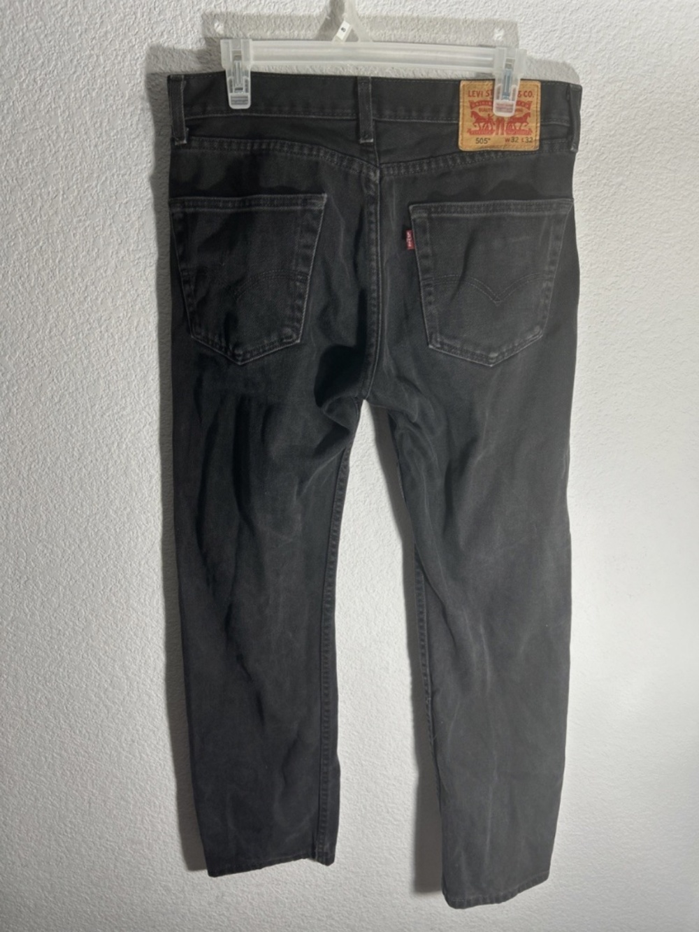 Levis 505 Jeans Mens 32x32 Black Regular Straight Mid Rise Dark Wash Y2K Denim - Picture 2 of 8